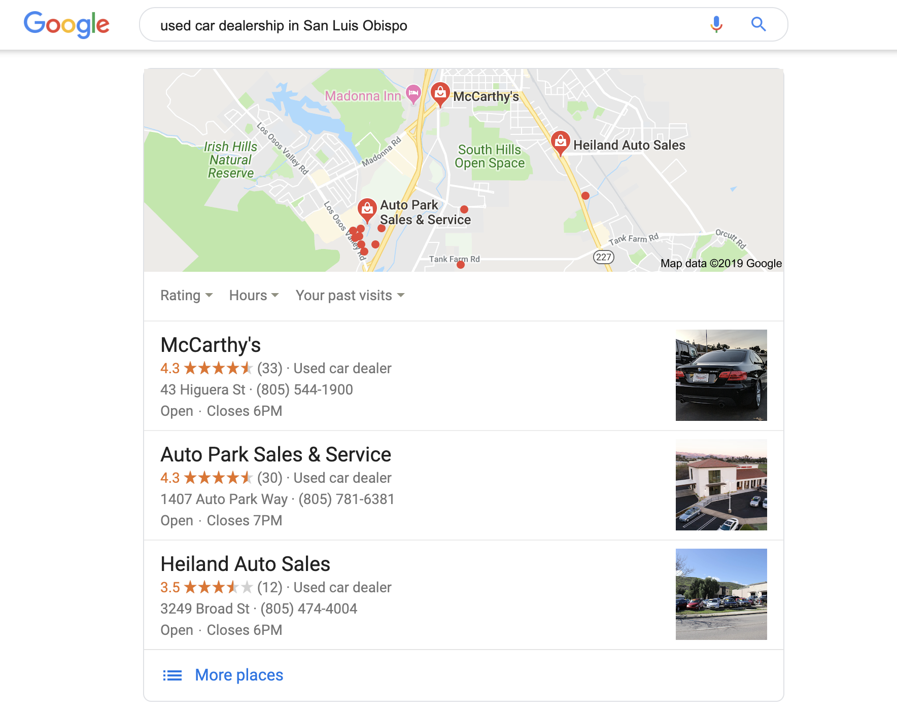 Google 3 Map Pack SERP