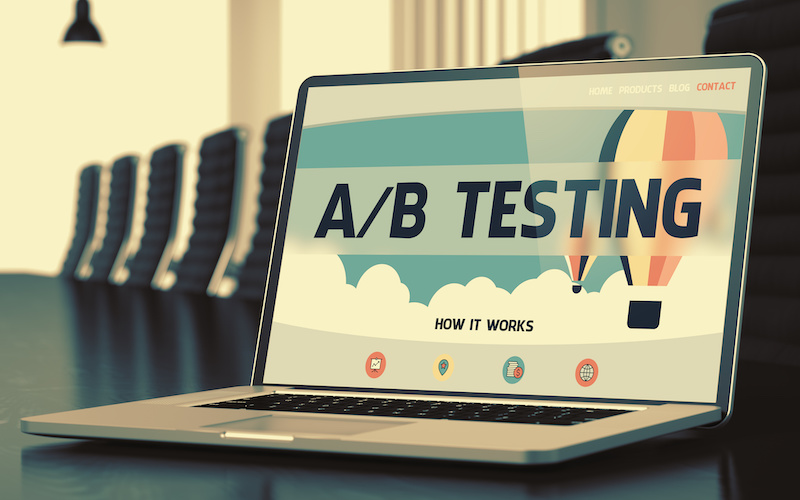 Laptop showing A/B testing